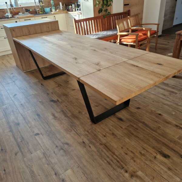 Solid Oak Dining Table 200 × 100 cm – Rustic Elegance + Extensions  Now -5%: 1100 EUR + extension leaves