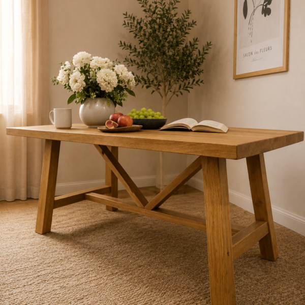 IDUN – oak table 180 × 90 cm with crossed legs
