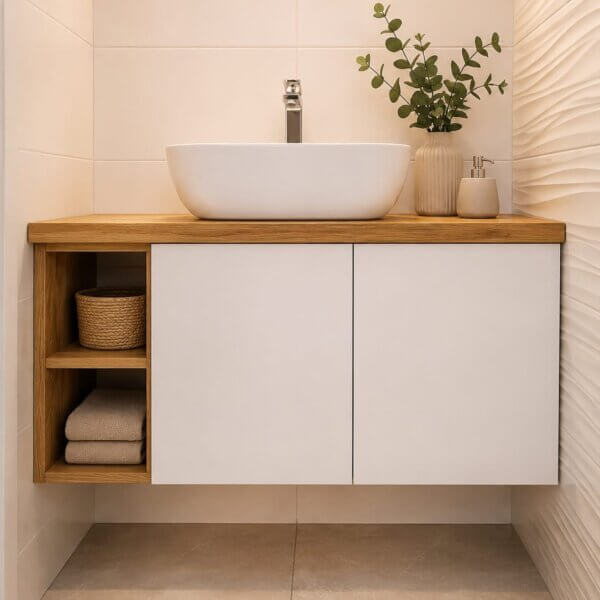AURA MINI – compact solid oak bathroom unit