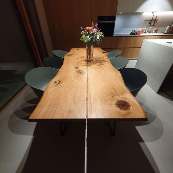 Unique Solid Wild Oak Dining Table – Natural Live Edge & Rustic Prestige  Price: 1590.00 EUR