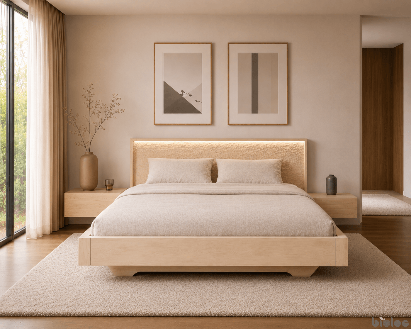 Dolly – Floating Bed Made of Solid Linden Wood with a Handcrafted Headboard