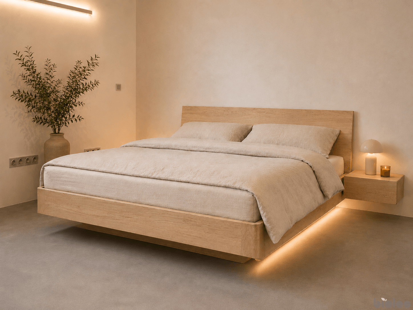 LOMA – Floating Solid Oak Bed with Timeless Design