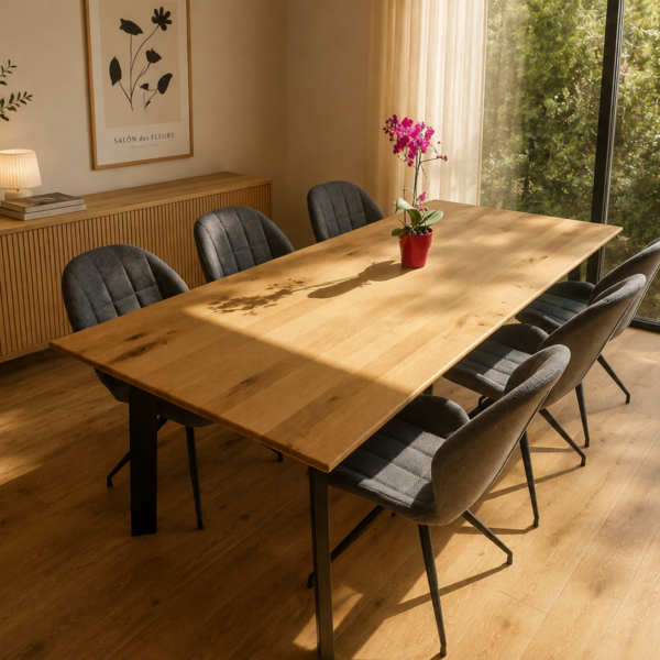 ILVA – oak table with black legs 220 × 100 cm