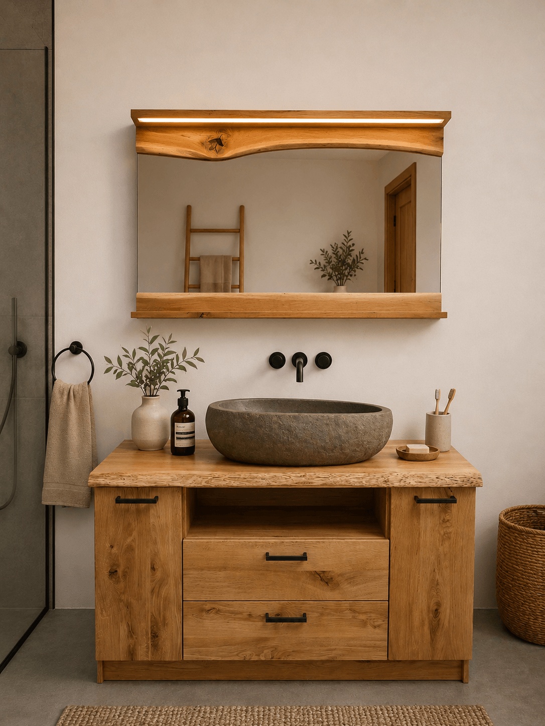NATURA – solid oak bathroom set