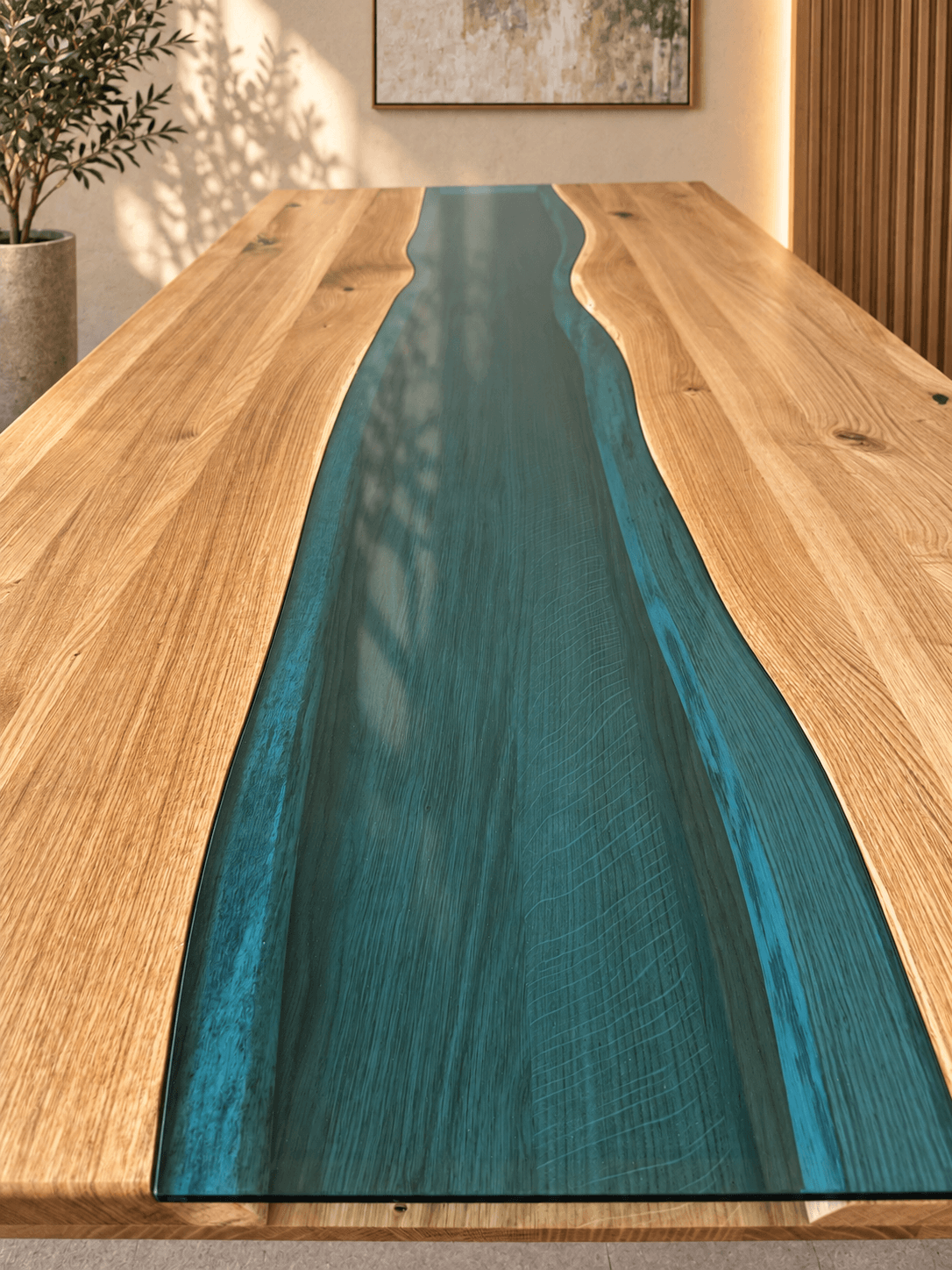 DELUXE GLASS – solid wood table with tempered glass - Image 4