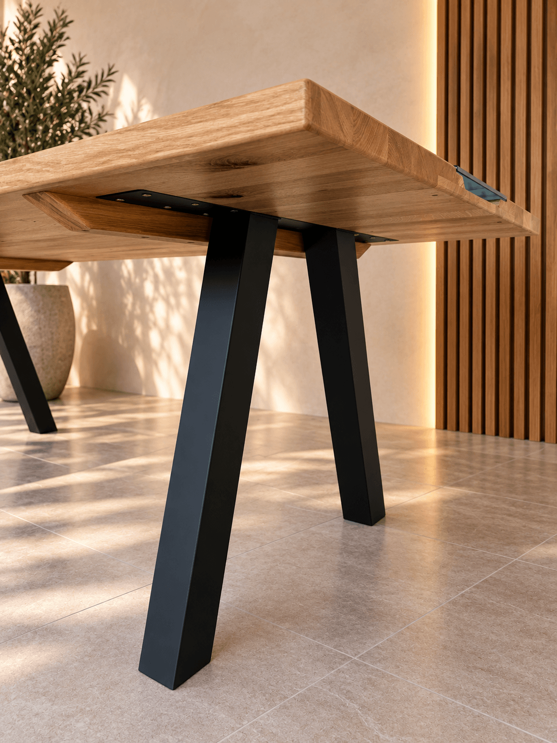 DELUXE GLASS – solid wood table with tempered glass - Image 5