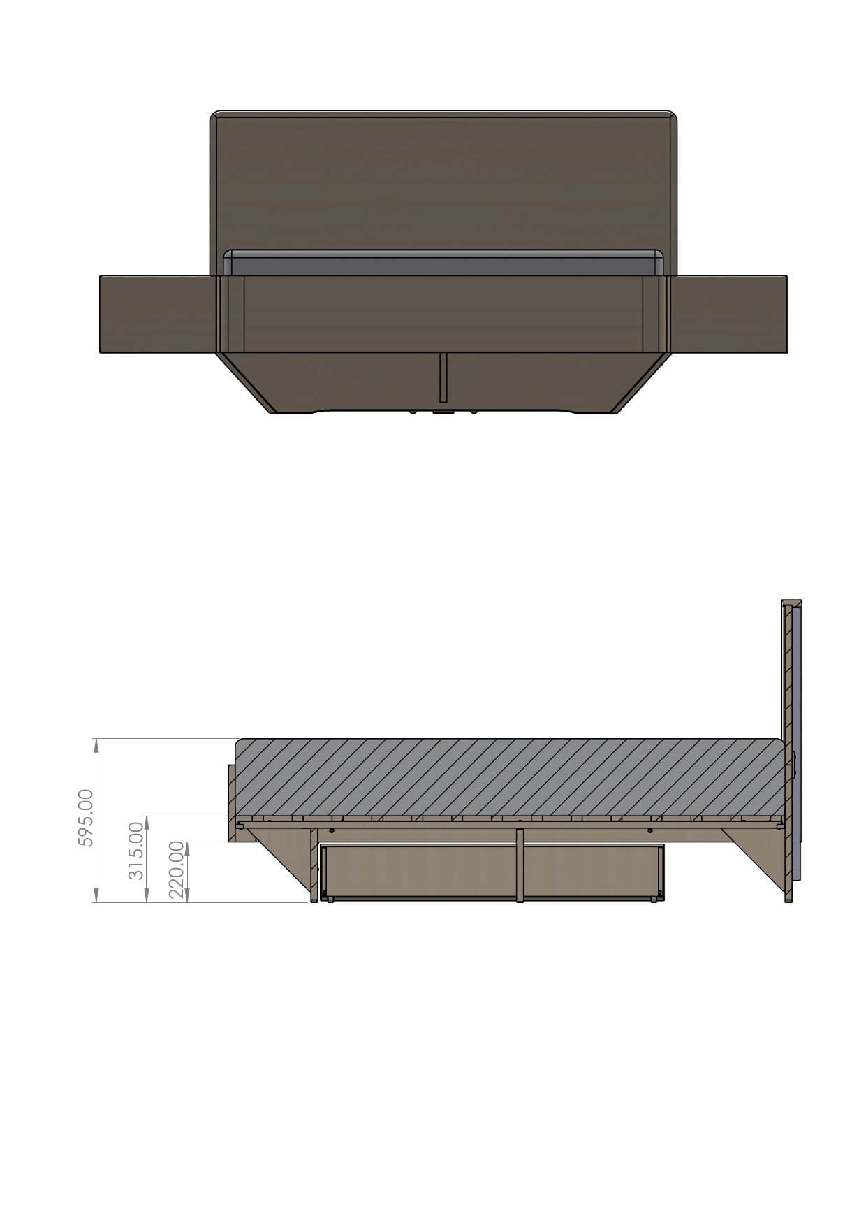 COMFORT – sleeping surface 60 cm, headboard 110 cm