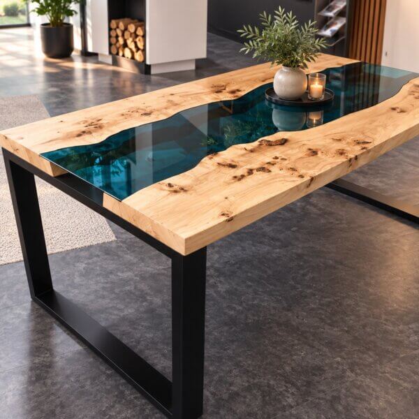 SOČA – table in wild poplar and tempered glass 180 × 90 cm – SALE − 40 %